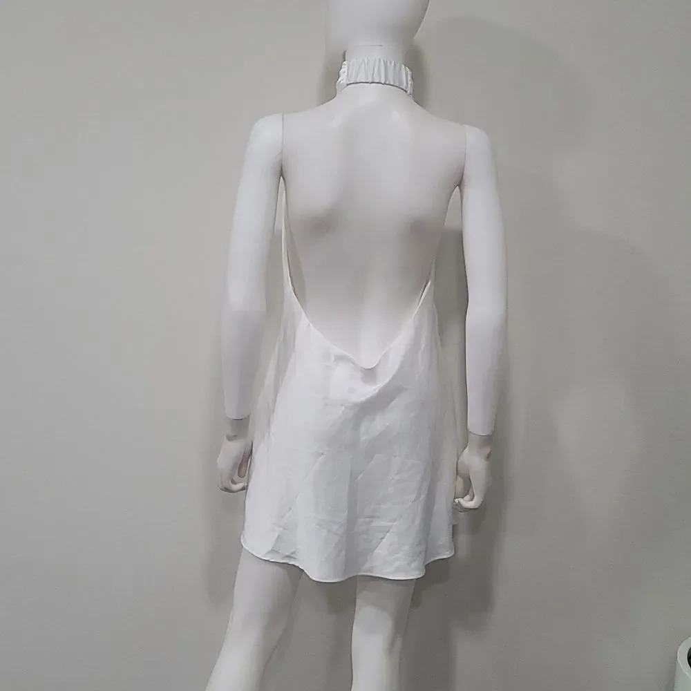 NWOT SHOW ME Your MuMu Jasmine Halter Mini Dress in Ivory Luxe Satin - Picture 7 of 13